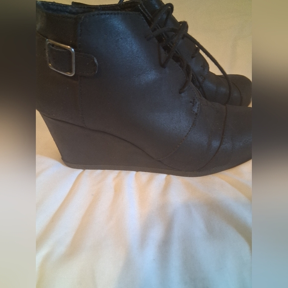 Maurices Black Lace-Up Wedge Boots - Picture 7 of 7